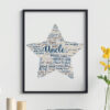 Personalised Star Uncle Word Art Print Frame