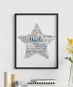 Personalised Star Uncle Word Art Print Frame