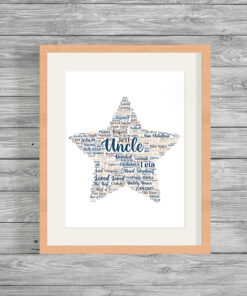 Personalised Star Uncle Word Art Print Frame