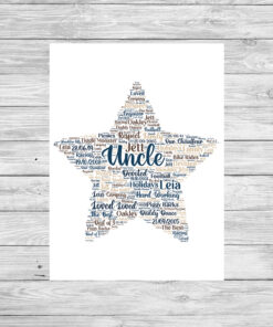 Personalised Star Uncle Word Art Print Frame