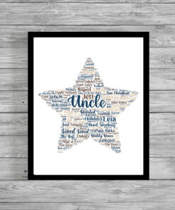 Personalised Star Uncle Word Art Print Frame