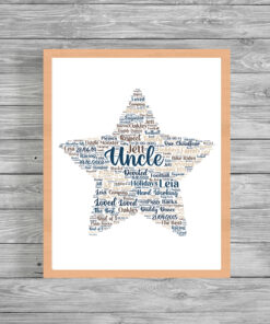 Personalised Star Uncle Word Art Print Frame