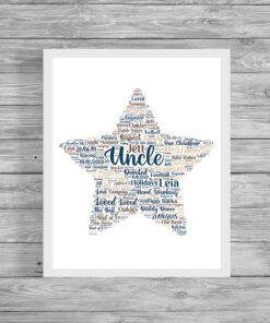 Personalised Star Uncle Word Art Print Frame