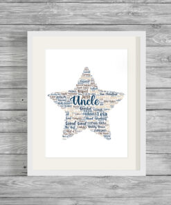 Personalised Star Uncle Word Art Print Frame