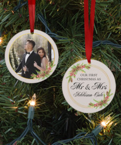 First Married Christmas Personalised Photo Bauble