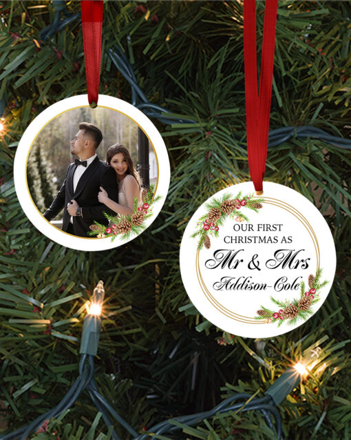 First Married Christmas Personalised Photo Bauble