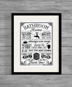 Bathroom Rules Funny Humour Home Print