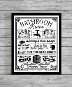 Bathroom Rules Funny Humour Home Print