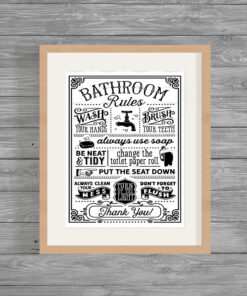 Bathroom Rules Funny Humour Home Print