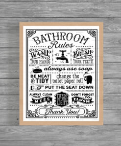 Bathroom Rules Funny Humour Home Print