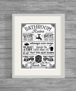 Bathroom Rules Funny Humour Home Print