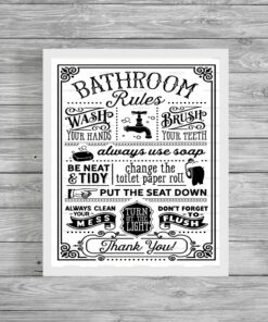 Bathroom Rules Funny Humour Home Print