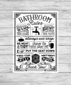 Bathroom Rules Funny Humour Print Instant Download