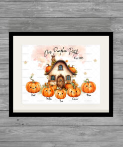 Personalised Family Pumpkin Autumn Halloween Print Frame