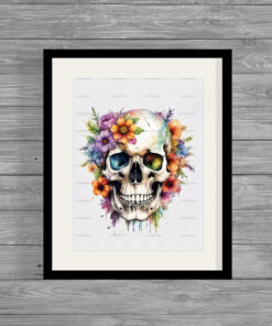 Garden Floral Skull Poster Print or instant download