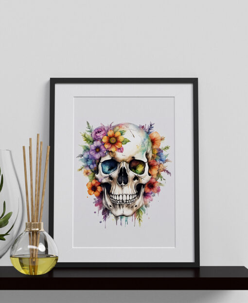 Garden Floral Skull Poster Print or instant download