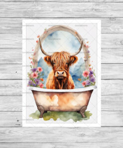 Highland Cow Poster Print Frame or instant download Style 1