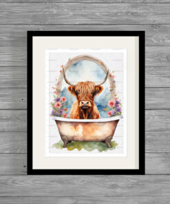 Alternative view of Highland Cow Poster Print Frame or instant download Style 1