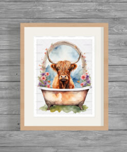 Highland Cow Poster Print Frame or instant download Style 1