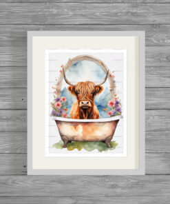 Highland Cow Poster Print Frame or instant download Style 1