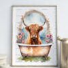 Highland Cow Poster Print Frame or instant download Style 1