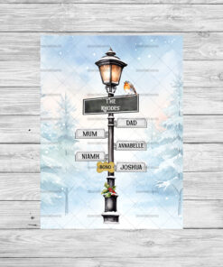 Personalised Family Christmas Signpost Print Frame