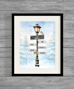 Personalised Family Christmas Signpost Print Frame