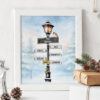Personalised Family Christmas Signpost Print Frame