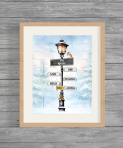 Personalised Family Christmas Signpost Print Frame