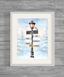 Personalised Family Christmas Signpost Print Frame