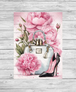 Shoe & Bag Flowers Fashion Print Frame or instant download