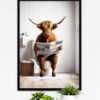 Highland Cow on Toilet Poster Print Frame or instant download