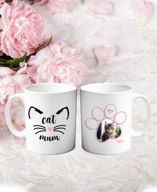 Cat Mum Personalised Double Sided Mug with Photo