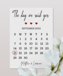Personalised Memorable Date Calendar Anniversary Print Frame