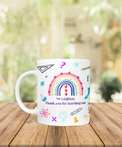 Personalised Rainbow Teacher Mug Cup End of Term Gift