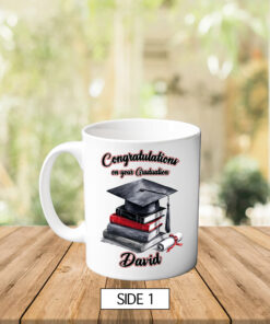 Personalised Graduation Congratulations Mug Cup Gift Red & Grey