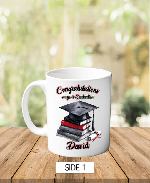 Personalised Graduation Congratulations Mug Cup Gift Red & Grey