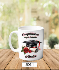 Personalised Graduation Congratulations Mug Cup Gift Red Roses