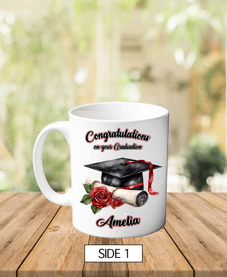 Personalised Graduation Congratulations Mug Cup Gift Red Roses