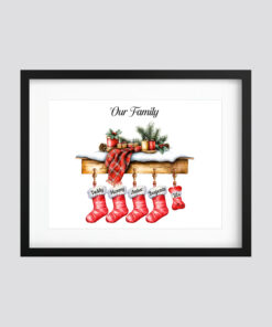 Personalised Family Christmas Stockings Print Frame