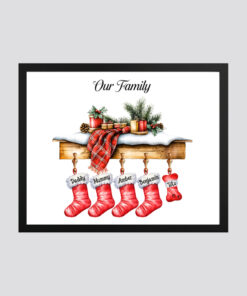 Personalised Family Christmas Stockings Print Frame