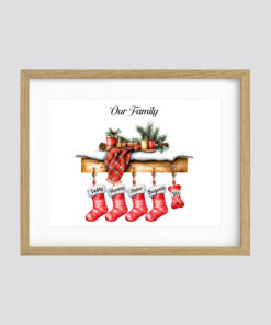 Personalised Family Christmas Stockings Print Frame