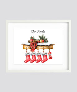 Personalised Family Christmas Stockings Print Frame