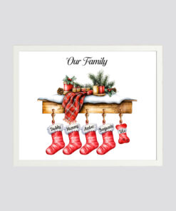 Personalised Family Christmas Stockings Print Frame