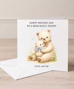 Daddy & Baby Bear Personalised Greetings Card (Blue)