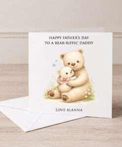 Daddy & Baby Bear Personalised Greetings Card (Pink)
