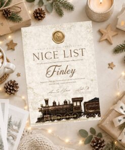 Santa's Nice List Certificate Train Design Personalised with your Name