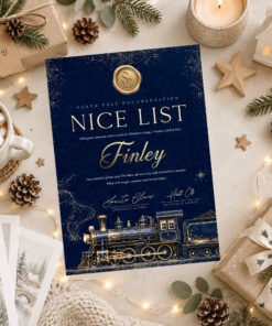 Santa's Nice List Certificate Train Design Personalised with your Name