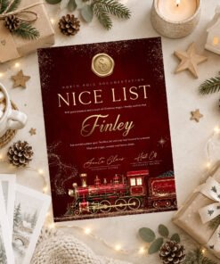 Santa's Nice List Certificate Train Design Personalised with your Name