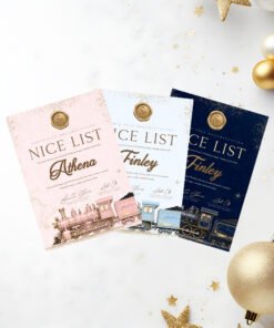Santa's Nice List Certificate Train Design Personalised with your Name